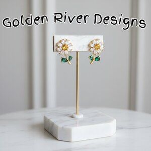 18K Gold Plated Zircon Daisy Earrings